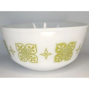 Vintage Anchor Hocking Fire King Green Dutch Clover 7" Mixing Bowl